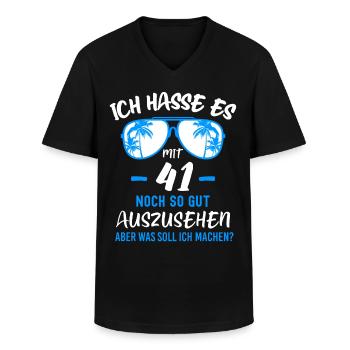 41. Geburtstag 41 - Männer-T-Shirt mit V-Ausschnitt - Schwarz - Vorne - AI Model Male 178 dark (178cm)