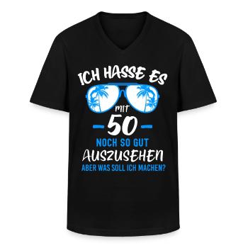 50. Geburtstag 50 - Männer-T-Shirt mit V-Ausschnitt - Schwarz - Vorne - AI Model Male 178 dark (178cm)