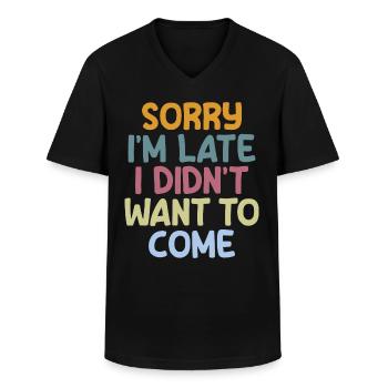 Introverti timide antisocial - T-shirt col V Homme - noir - Devant - AI Model Male 178 dark (178cm)
