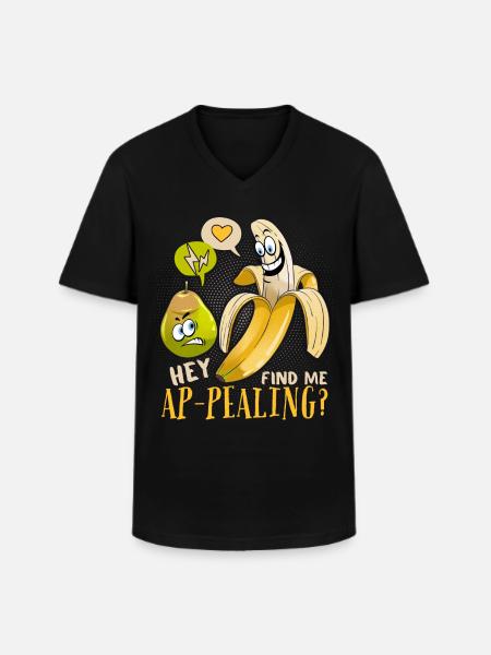 Banaan grap, grappige banaan aantrekkelijke woordspeling - Klassiek mannen T-shirt met V-hals - zwart