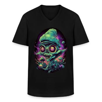 Trippy Alien - Men's V-Neck T-Shirt - black - Front - AI Model Male 178 dark (178cm)