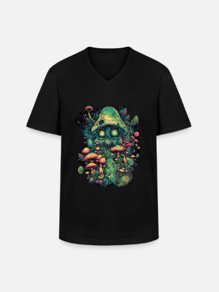 Trippy Alien - Männer-T-Shirt mit V-Ausschnitt - Schwarz