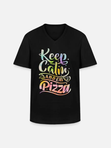 Pizza Saying, Keep-Calm, Italian Pizzeria - Men's V-Neck T-Shirt - black