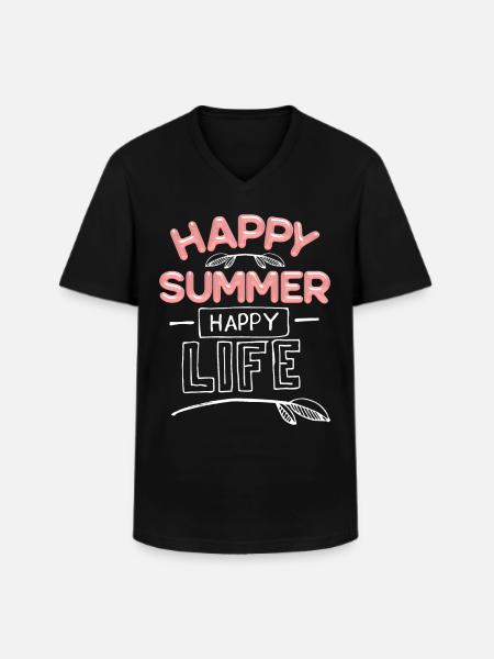 Summer Summer, Happy-Summer Saying - Men's V-Neck T-Shirt - black