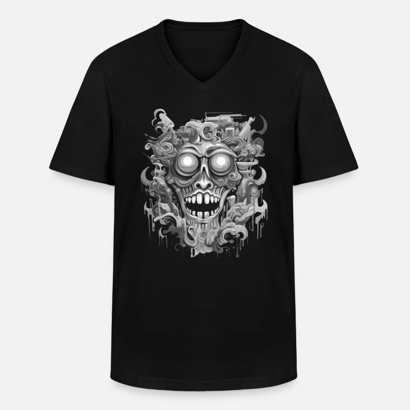 gothisch ästhetischer psychedelischer Albtraumkopf - Männer-T-Shirt mit V-Ausschnitt - Schwarz