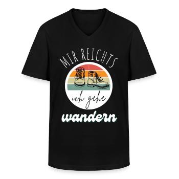 WANDERN Berge Bergsteigen WANDERWEG - Männer-T-Shirt mit V-Ausschnitt - Schwarz - Vorne - AI Model Male 178 dark (178cm)