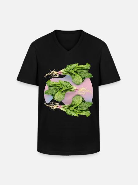 Spinat, frischer Spinat-Spinach Blattspinat - Männer-T-Shirt mit V-Ausschnitt - Schwarz
