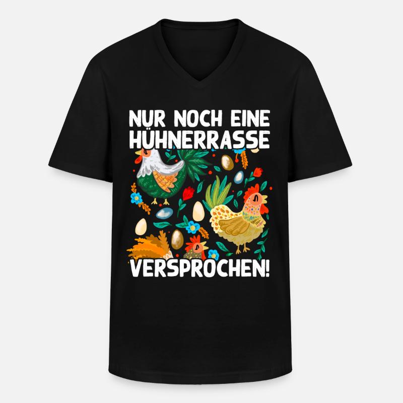 Nur noch eine Hühnerrasse versprochen Lustig Huhn - Männer-T-Shirt mit V-Ausschnitt - Schwarz