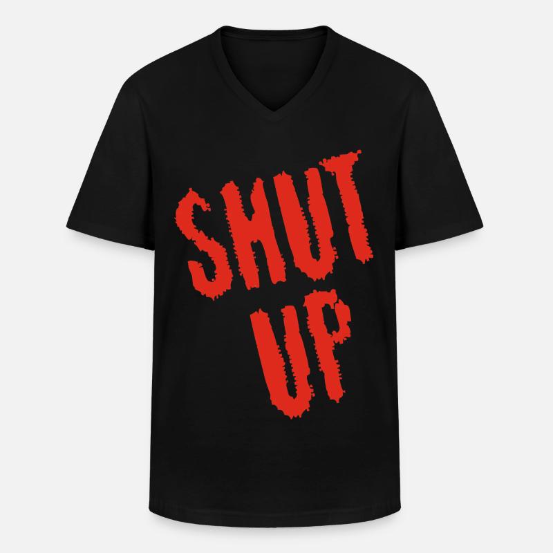 Sei still! (rot) - Männer-T-Shirt mit V-Ausschnitt - Schwarz