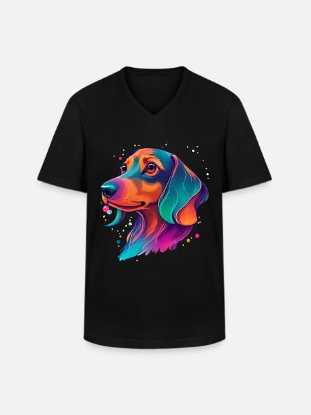 Gravhund, hund, trofast følgesvend og kæledyrskærlighed - Klassisk herre T-shirt med V-udskæring - sort
