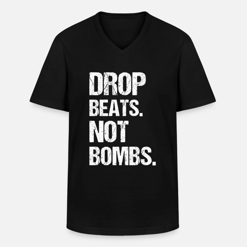 Drop beats pas Bombs - T-shirt col V Homme - noir