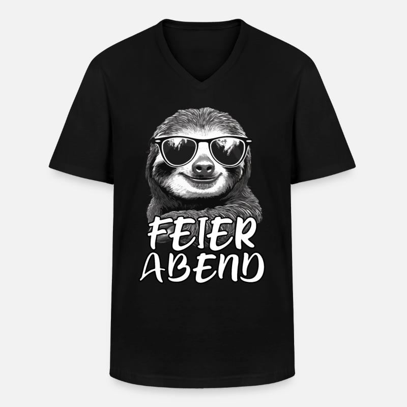 Faultier Feierabend - Männer-T-Shirt mit V-Ausschnitt - Schwarz