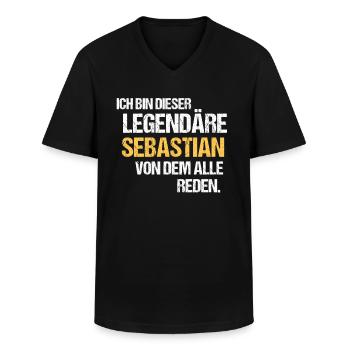 Sebastian Legende - Männer-T-Shirt mit V-Ausschnitt - Schwarz - Vorne - AI Model Male 178 dark (178cm)