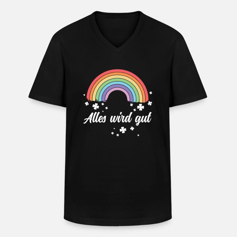 Regenbogen - Alles wird gut! - Männer-T-Shirt mit V-Ausschnitt - Schwarz