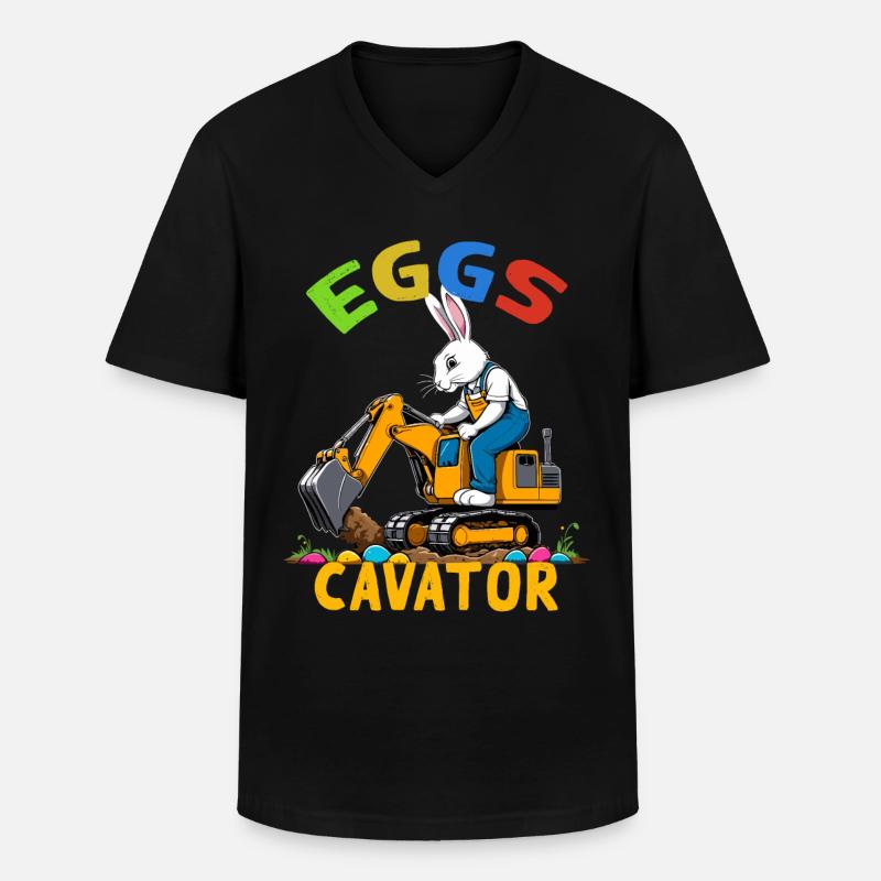 Lustiger Ostern Spruch Osterhase Baggerfahrer - Männer-T-Shirt mit V-Ausschnitt - Schwarz
