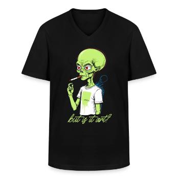 Lustiger Außerirdischer Spruch Aber Ist Es Kunst - Männer-T-Shirt mit V-Ausschnitt - Schwarz - Vorne - AI Model Male 178 dark (178cm)