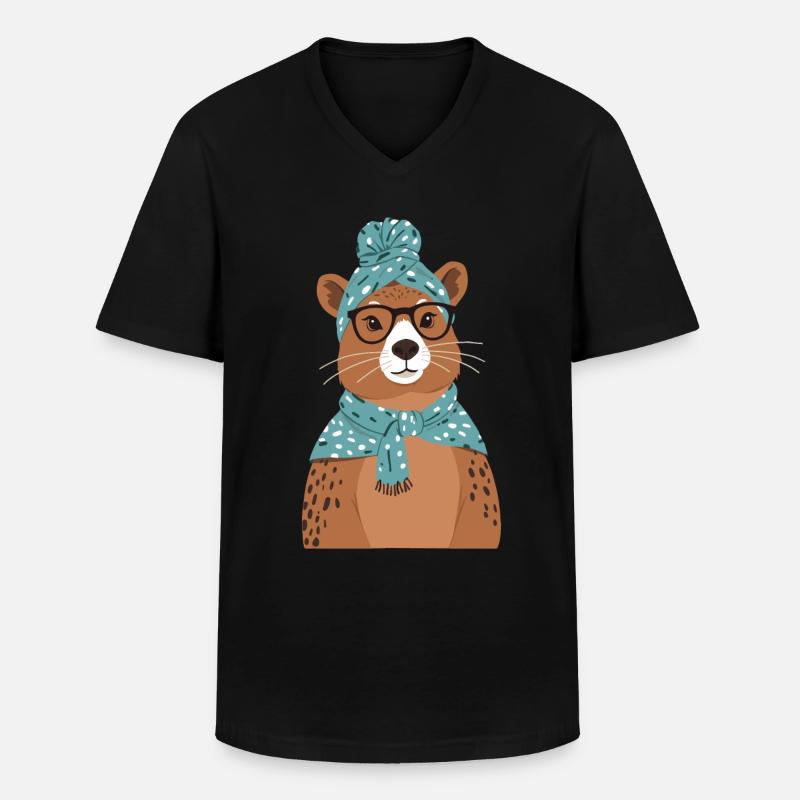 Lustige Capymama Wasserschwein Mutter - Männer-T-Shirt mit V-Ausschnitt - Schwarz
