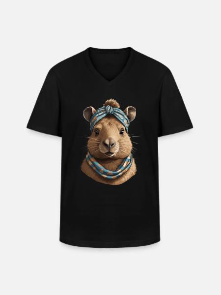 Funny Capymama Capybara Mom - Men's V-Neck T-Shirt - black