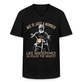 Alter Ist Pferdestärke Lustiger Biker Opa Design - Männer-T-Shirt mit V-Ausschnitt - Schwarz - Vorne - AI Model Male 178 dark (178cm)