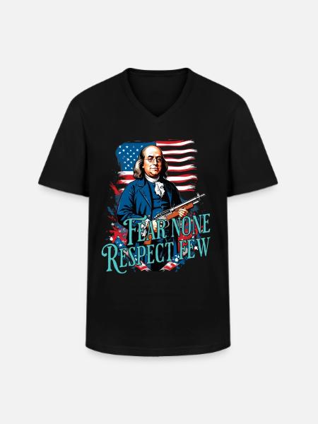 Fear no one, respect few. - Men's V-Neck T-Shirt - black