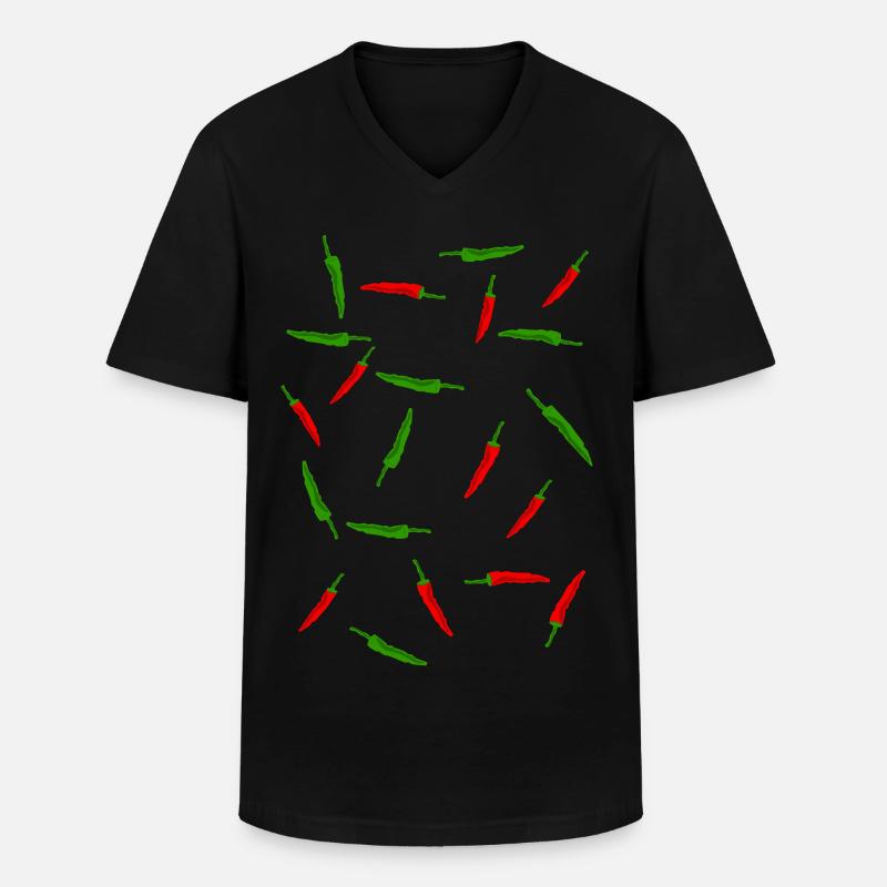Chilis - Männer-T-Shirt mit V-Ausschnitt - Schwarz