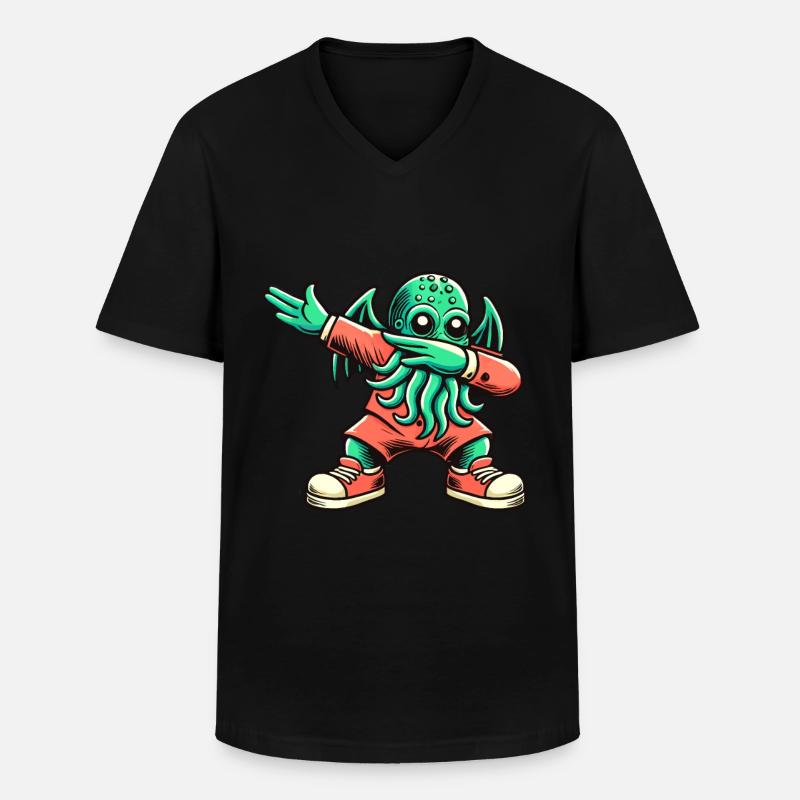 Lustiger Dabbender Cthulhu Dabbing Design - Männer-T-Shirt mit V-Ausschnitt - Schwarz