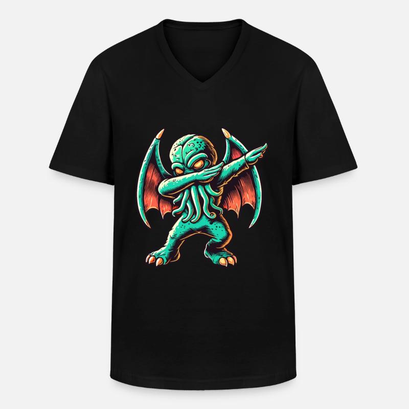 Lustiger Dabbender Cthulhu Dabbing Design - Männer-T-Shirt mit V-Ausschnitt - Schwarz