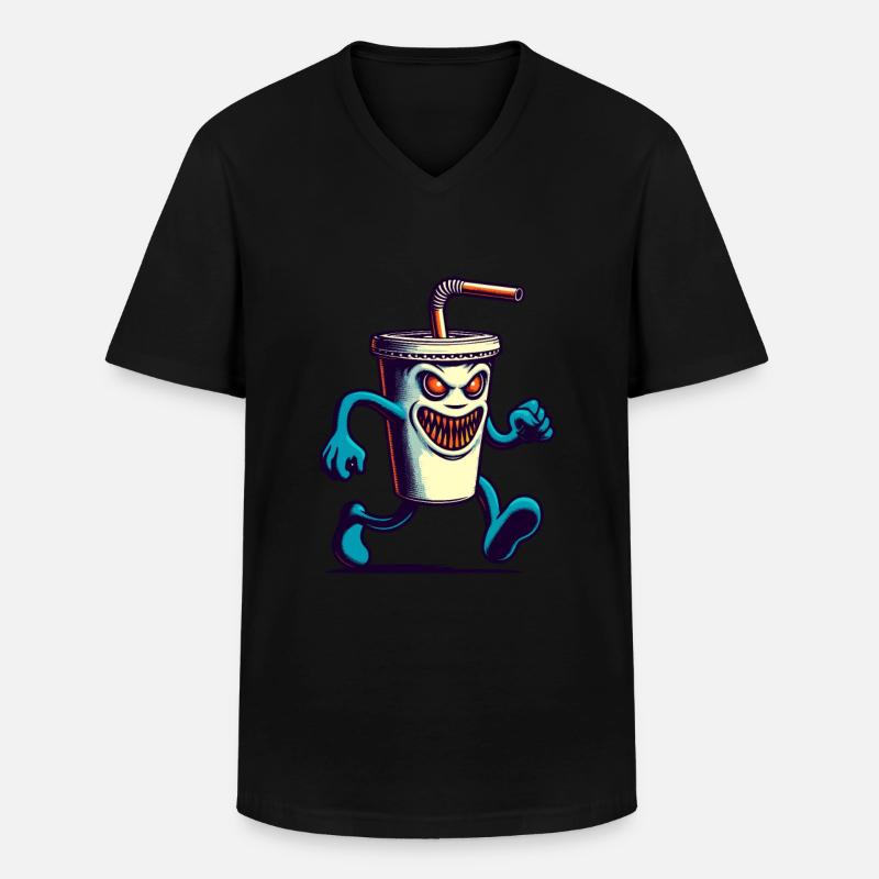Unheimlicher Monster Trinkbecher Getränke - Männer-T-Shirt mit V-Ausschnitt - Schwarz