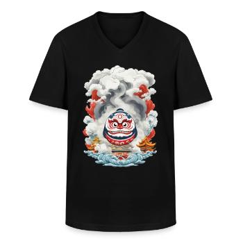 Japanischer Daruma Ästhetik Yokai Vintage - Männer-T-Shirt mit V-Ausschnitt - Schwarz - Vorne - AI Model Male 178 dark (178cm)