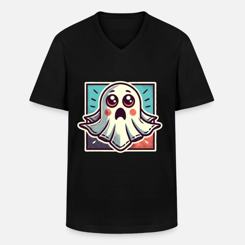Scared Ghost Funny Ghost Design - Men's V-Neck T-Shirt - black