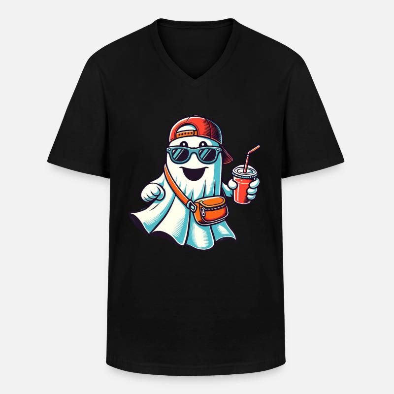 Boo-Jee Gespenst Lustiger Modischer Geist - Männer-T-Shirt mit V-Ausschnitt - Schwarz