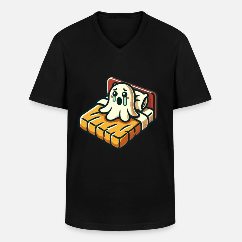Sad Ghost Funny Ghost Design - Men's V-Neck T-Shirt - black