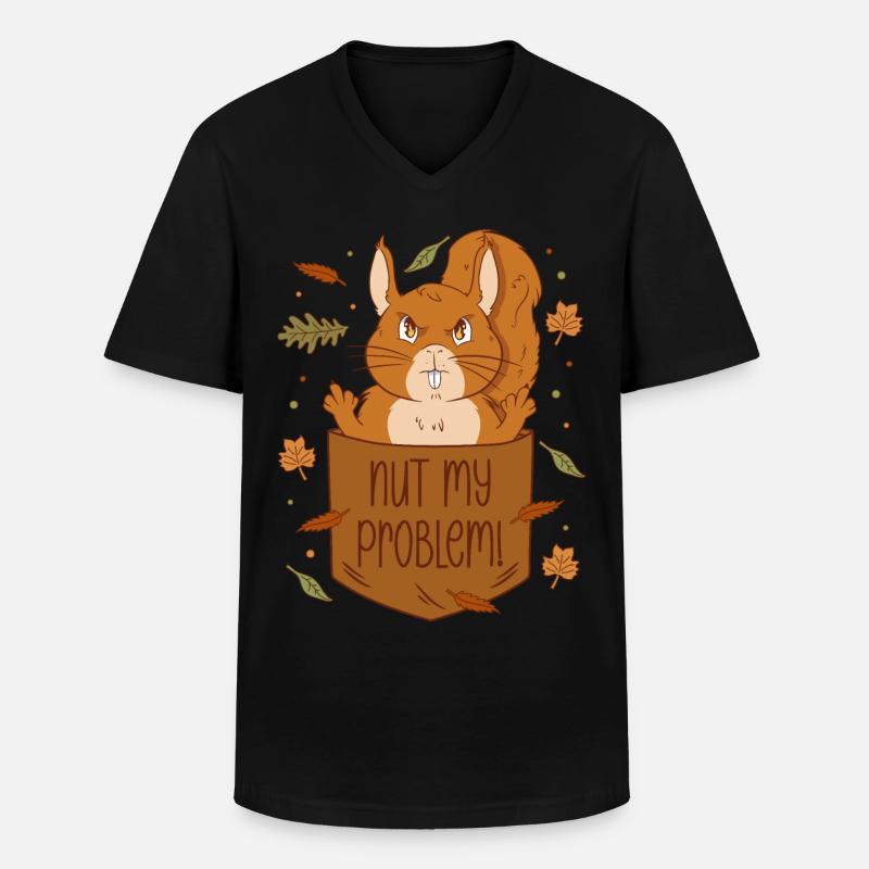 Eichhörnchen Brusttasche - Nut my problem - Männer-T-Shirt mit V-Ausschnitt - Schwarz