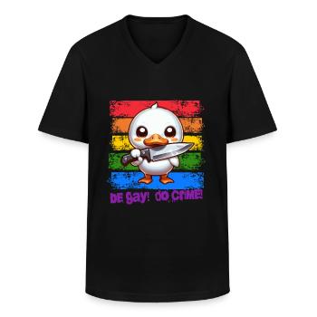 Regenbogen Lgbtq Pride Ente - Be Gay Do Crime - Männer-T-Shirt mit V-Ausschnitt - Schwarz - Vorne - AI Model Male 178 dark (178cm)