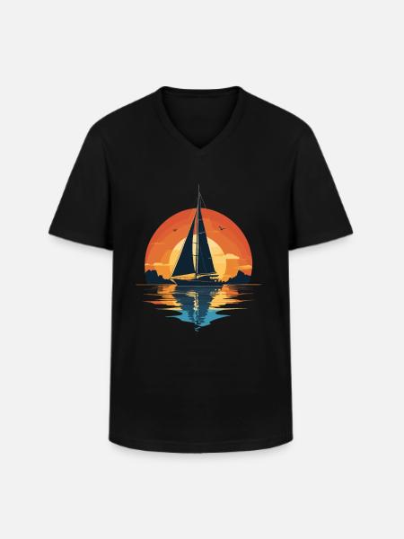 Sunset Sailboat Adventure - Men's V-Neck T-Shirt - black