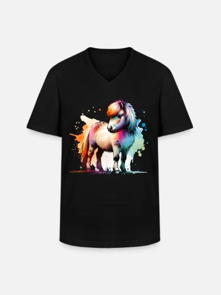 Isländer Geschenk Island Pferde - Männer-T-Shirt mit V-Ausschnitt - Schwarz