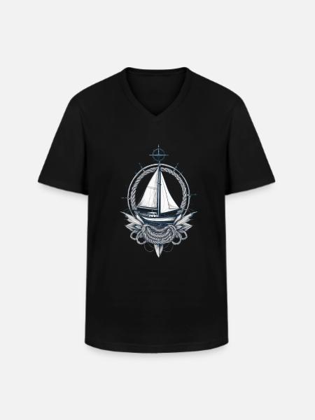 Sailboat Compass Nautical Adventure - Men's V-Neck T-Shirt - black
