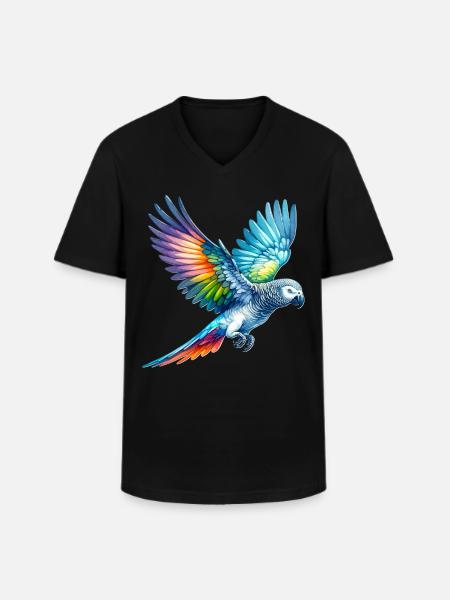 Graupapagei Geschenk - Männer-T-Shirt mit V-Ausschnitt - Schwarz
