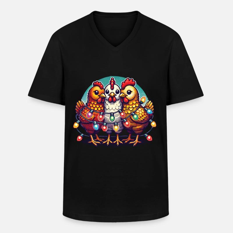 Weihnachten Mit Lustigen Hühnern - Männer-T-Shirt mit V-Ausschnitt - Schwarz