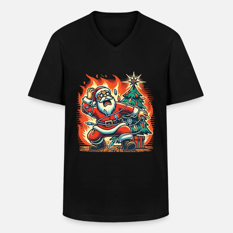 Stromschlag Weihnachtsmann Katastrophe - Männer-T-Shirt mit V-Ausschnitt - Schwarz