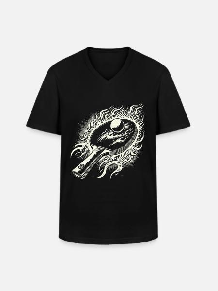 Fiery Table Tennis Racket Passion - Men's V-Neck T-Shirt - black