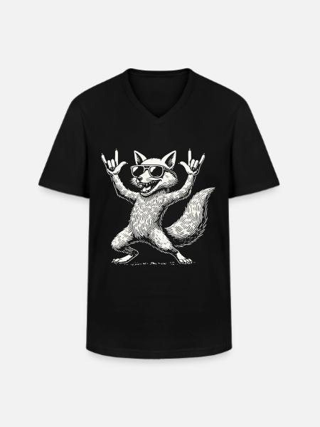 Rock Music Funny Fox Concert - Men's V-Neck T-Shirt - black