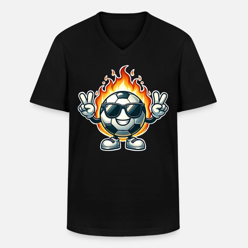 Fußball - Männer-T-Shirt mit V-Ausschnitt - Schwarz
