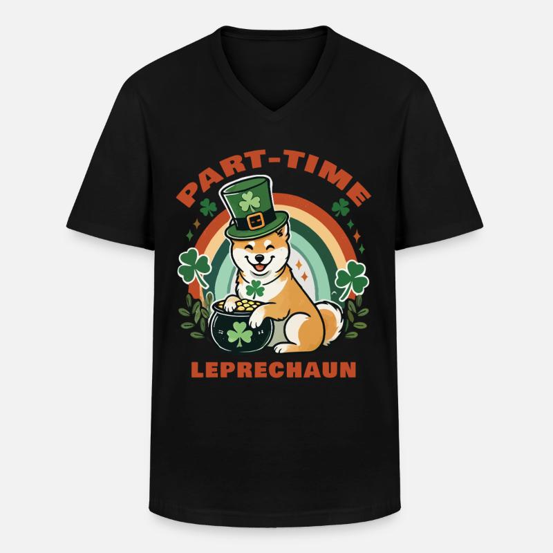 Teilzeit Leprechaun St. Patrick's Day - Männer-T-Shirt mit V-Ausschnitt - Schwarz