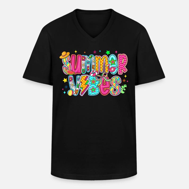 Summer Vibes - Männer-T-Shirt mit V-Ausschnitt - Schwarz