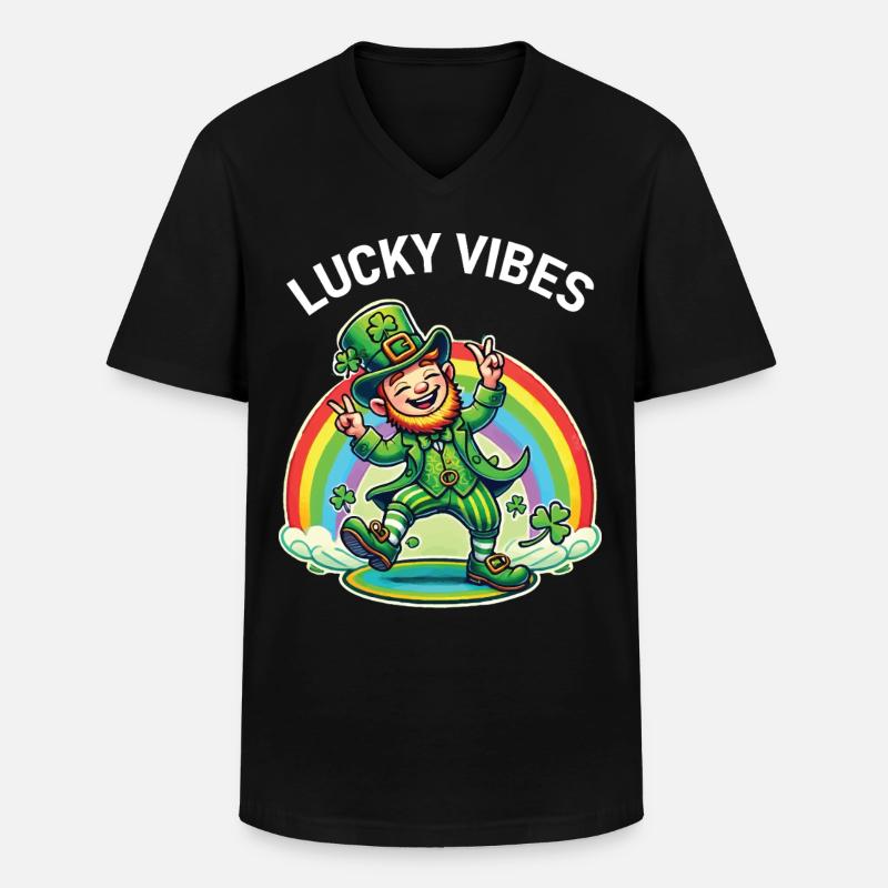 Joyeuses vibrations de la Saint-Patrick - T-shirt col V Homme - noir