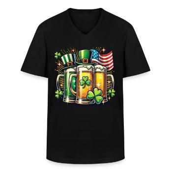 St. Patricks Tag Bierfreunde Kleeblatt - Männer-T-Shirt mit V-Ausschnitt - Schwarz - Vorne - AI Model Male 178 dark (178cm)
