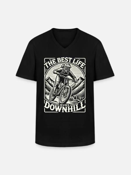Bike Downhill Adventurer Retro Style - Men's V-Neck T-Shirt - black