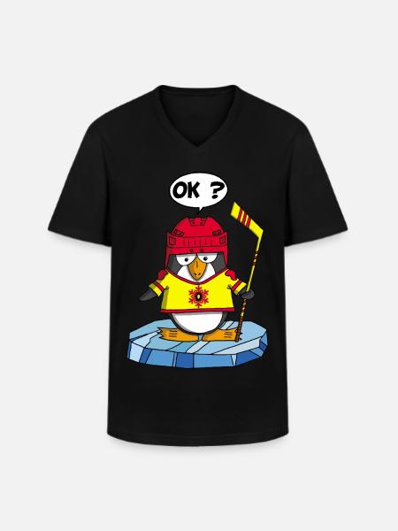 Pinguin und Wintersport - Männer-T-Shirt mit V-Ausschnitt - Schwarz