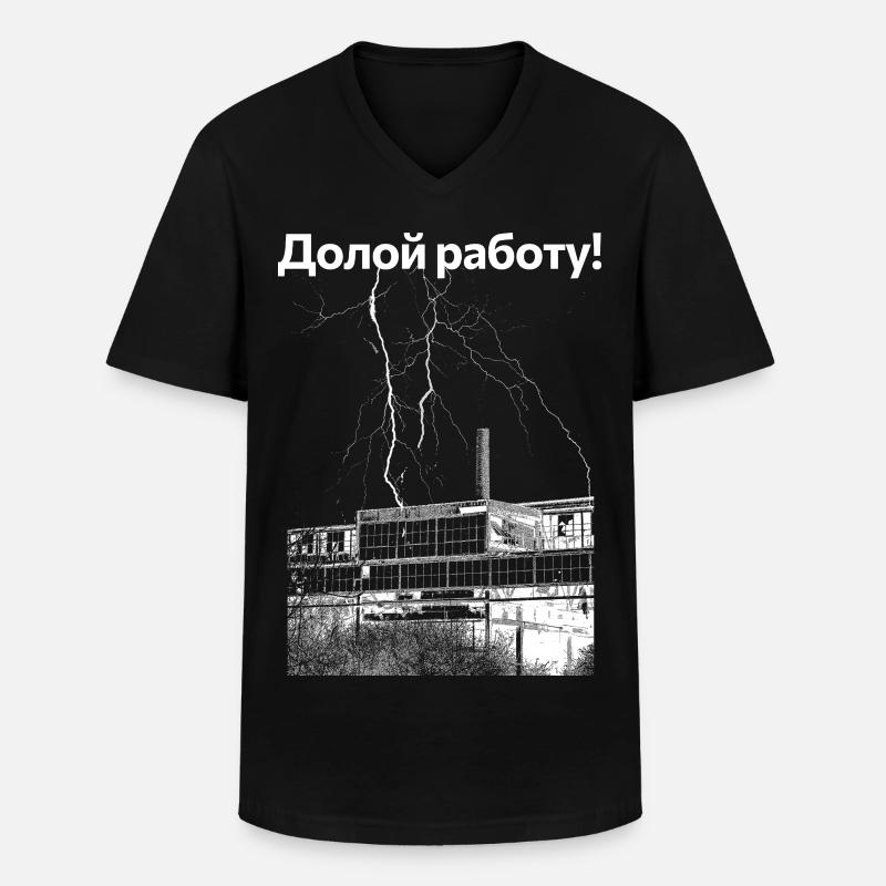 Down with the work! - Men's V-Neck T-Shirt - black